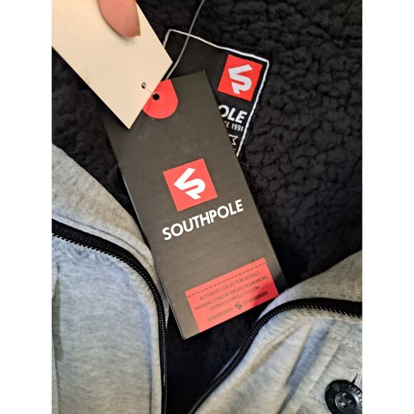 NWT SouthPole Heather Gray Full Zip Fleece Lined Sweatshirt Size XL - Picture 7 of 10